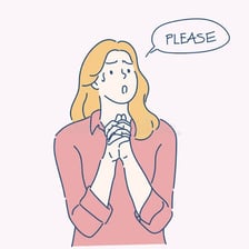 A person pleading with another person