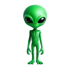 A stylized green extraterrestrial representing a Martian.