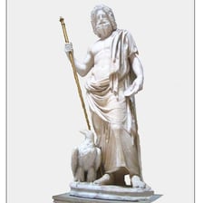 Statues or artistic depictions of the Roman gods Mars, Jupiter, and Neptune