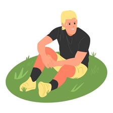 A tired person resting after exertion.