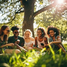 Friends enjoy an impromptu outdoor adventure.
