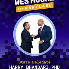 Two people shaking hands during a public endorsement