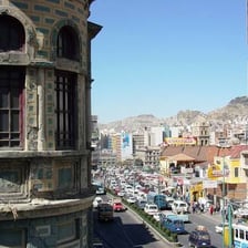 A street scene in La Paz, Bolivia.