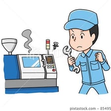 A malfunctioning machine with a warning light, representing something that has conked out.