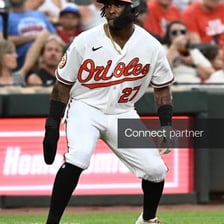 A Baltimore Orioles baseball player at Camden Yards.