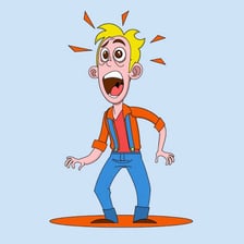 A cartoon-style startled reaction expressing alarm