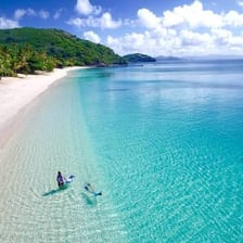 A tropical beach along Fiji’s Coral Coast.