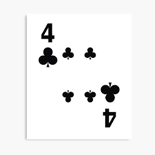 A Four of Clubs playing card beside a golf club.