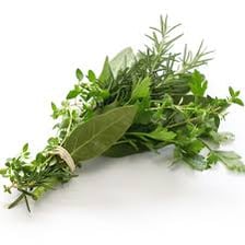 A bundle of herbs tied together for use in cooking