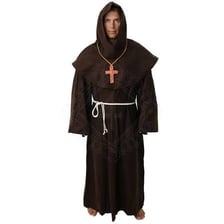 Friars in traditional cowled religious habits.