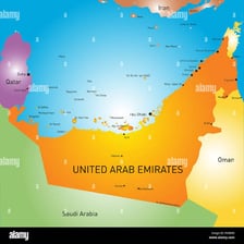 Map showing Oman next to the United Arab Emirates