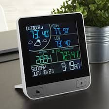 A weather display showing daily high and low temperatures