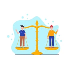 An illustration of a person remaining on the sidelines while others act.