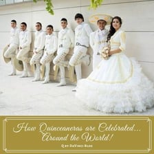 A quinceañera celebrant dressed for a fifteenth-birthday celebration.