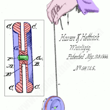 A yo-yo shown moving vertically along its string.