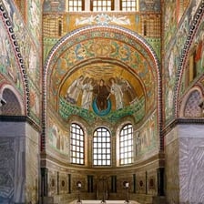 A church interior showing the apse behind the altar.