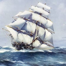 A clipper ship alongside carpenter’s nails