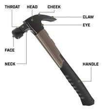 A hammer showing the peen opposite its striking face.