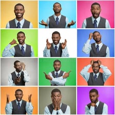 A person displaying different emotional expressions