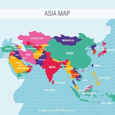 Map showing the continent of Asia