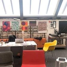 A design student working in an art-school studio.