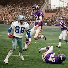 An American football receiver running far downfield.