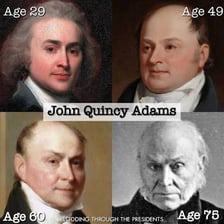 Portraits of presidents John Adams and John Quincy Adams.