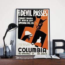 A humorous theatrical image associated with bawdy comedy