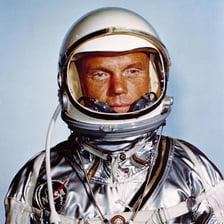 A portrait of astronaut John Glenn.