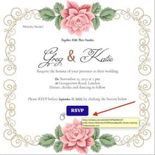 An electronic invitation displays online RSVP options.