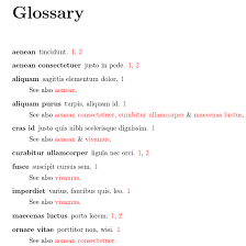 A reference book entry using a “see also” cross-reference.