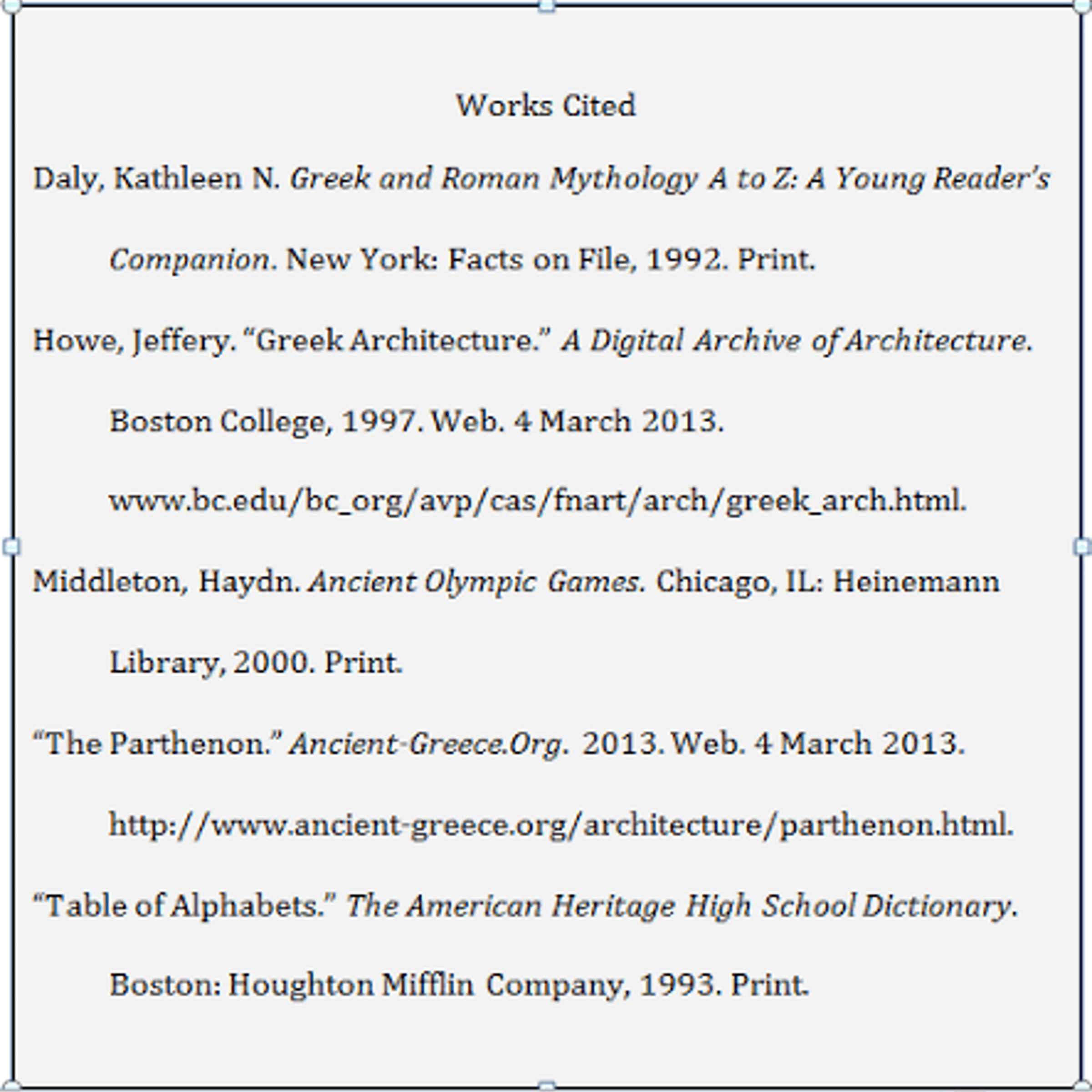 Bibliography listing — NYT Crossword Answer
