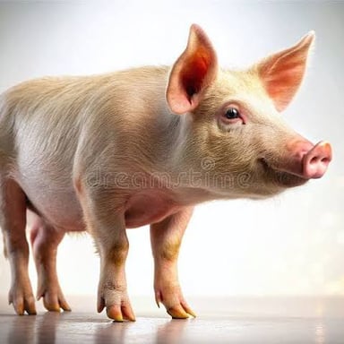 A domestic pig shown in profile.