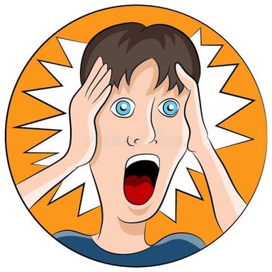 A person shown with a stunned, speechless expression