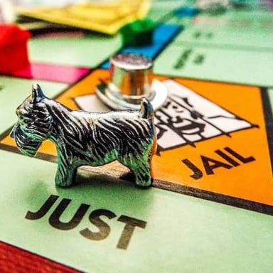 A Scottie dog token from a Monopoly board game