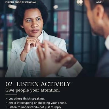 A person listening attentively to someone else.