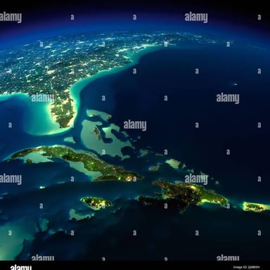 Aerial view of Bermuda, an island territory in the Atlantic Ocean.