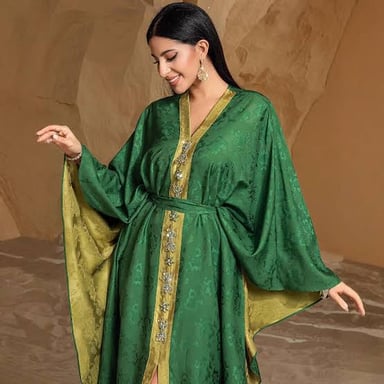 A long, loose caftan robe.