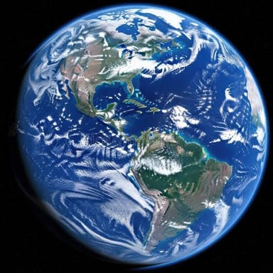 A view of Earth showing its large landmasses.
