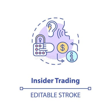 An illustration of a person using confidential company information while trading stocks.