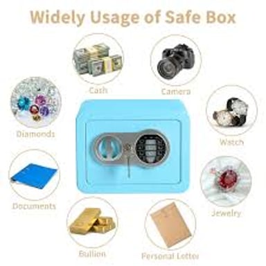 Jewelry, cash, and documents stored inside an open safe.