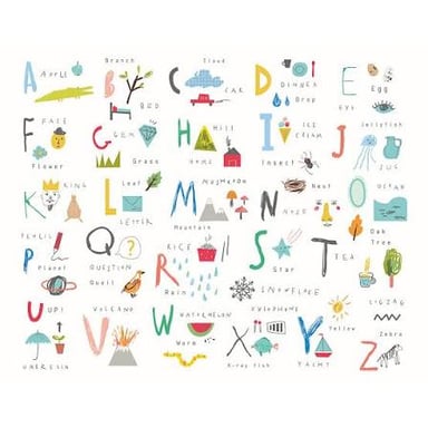 An educational display of letters from an alphabet.