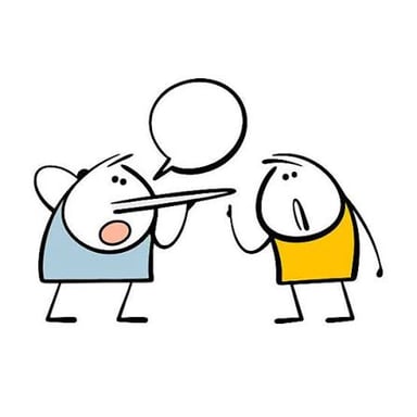 An illustration of one person speaking to another.