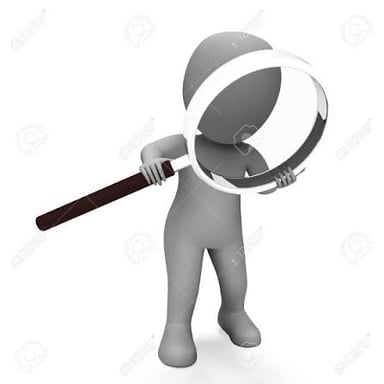 An illustration of a person closely examining a small detail with a magnifying glass