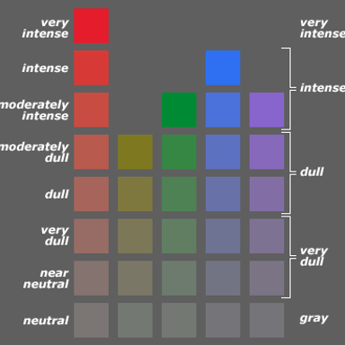 Black, white, and gray color swatches arranged from light to dark.