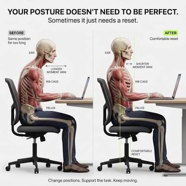 A person changing their sitting position in a chair.