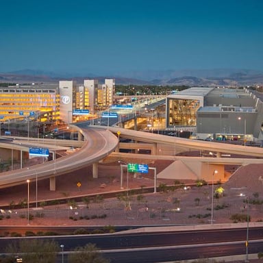 The terminal exterior of the former McCarran International Airport in Las Vegas.