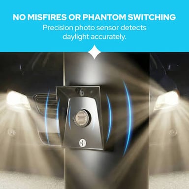 A light sensor controlling an outdoor or night-light as daylight fades.