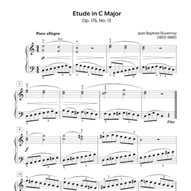A piano student practicing from a sheet of music.
