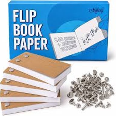 An open flipbook showing sequential drawings across its pages